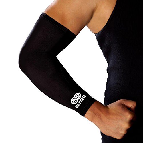 Blitzu Elbow Compression Sleeve (1 Pair) Arm Forearm Brace Support