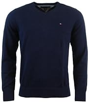 Hot Sale Tommy Hilfiger Mens Long Sleeve Pacific V-Neck Pullover Sweater - L - Navy