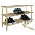 Holz Schuhregal Schuhablage Schuhschrank Schuhst�nder helles Holz 3 Etagen
