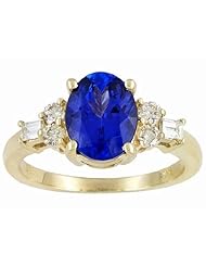 14K Yellow Gold Tanzanite and Diamond Ring -- LIFETIME WARRANTY