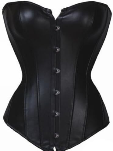 Beauty Corset Sexy Bustier Hot Corsets Fashion Faux Leather Boned Top (5XL bustier:51/53 Waist:43/46, black)