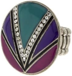 VICTORIA KORS RHINESTONE STUDDED ROUND RING (Teal)