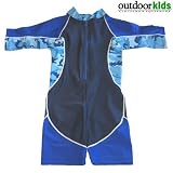 Outdoor Kids One-Piece UV Suit Sunsuit for Kids, Toddlers, & Infants! - Blue Camo Print - 6-12 MONTHS