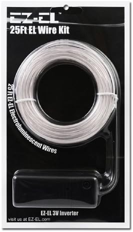 25FT White EL Wire Wire Kit