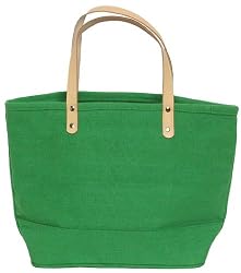 Cotton Colorful Citrus Green Small Tote Bag with Leather Handle 17"Lx11"H