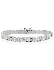 14K White Gold Hollow Stampato 7.0mm Wide Bracelet