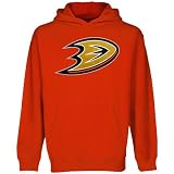 NHL Old Time Hockey Anaheim Ducks Orange Big Primary Logo Pullover Hoodie Sweatshirt (Small)