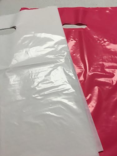 100 pack Glossy PINK &amp; WHITE 9 x 12 Plastic Merchandise Bags, Retail, Favor, Event Goody Bag