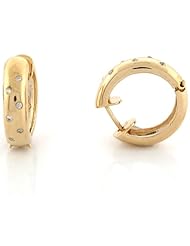14k Yellow Gold Diamond Beautiful Ladies Hoop Earring