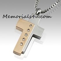 Bi-color Cross Pendant , Cremation Jewellery