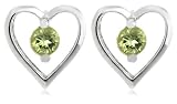 Sterling Silver Peridot Heart Earrings