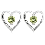 Sterling Silver Peridot Heart Earrings