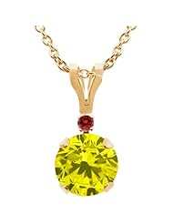 0.82 Ct Round Canary Diamond Cognac Red Diamond 14K Yellow Gold Pendant