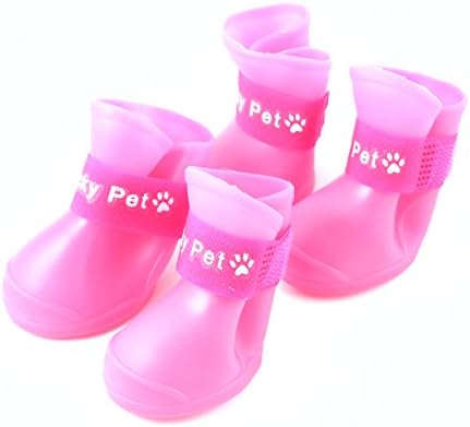 Pink Pet Antiskid Rain Shoes Size L