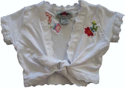 Buy Flowers By Zoe Short Sleeve White Eyelet Shrug Size 4