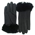 Morgan "Fur Trim" Ladies Leather Morgan Gloves With Fur Trim - Black