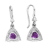 0.54Ct Trillion Amethyst Diamond 14K White Gold Earring