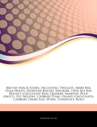 British Snack Foods, including: Twiglets, Mars Bar, Hula Hoops, Digestive Biscuit, Snickers, Twix, Kit Kat, Bounty (chocolate Bar), Quavers, Smarties, . Cadbury Creme Egg, Wispa, Tunnock's, Rolo