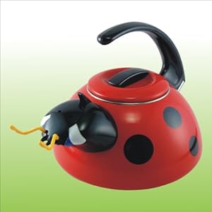Unique Novelty Ladybug Design Whistling Enamel Coated Tea Kettle