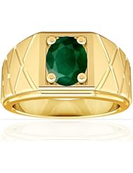 14K Yellow Gold Oval Cut Emerald Solitaire Ring