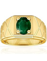 18K Yellow Gold Oval Cut Emerald Solitaire Ring