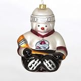Pack of 2 NHL Colorado Avalanche Hockey Snowman Glass Christmas Ornaments 5.5"