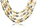 14k Yellow Gold Overlay Sterling Silver 4-Strand Dyed Multi-Color Freshwater Cultured Pearl Necklace, 17