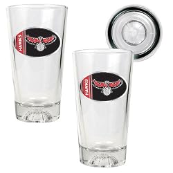 Atlanta Hawks NBA 2pc Pint Ale Glass Set with Basketball Bottom - Oval Logo by Great American Products