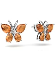 Genuine Fire Opal 14kt White Gold Butterfly Earrings