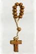 One Decade Finger Rosary with Brown Beads and Cross
