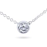 1/4ct Round Bezel Set Diamond Solitaire Necklace (HI/I1) on a 14k white gold 16 chain