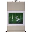 Hand-Painted 36" Oriental Wall Art Scroll - Cranes Fly Through Willows With Green & White Border