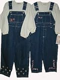Girls's Sizes 2T/3T/4T Denim Embroidered Bib Pocket Overall 2-PC Sets