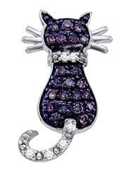 0.33ctw Cognac Chocolate Brown & White Round Diamond Cat Pendant