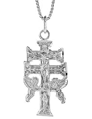 Sterling Silver Carabaca Cross Pendant, 1 1/4 inch