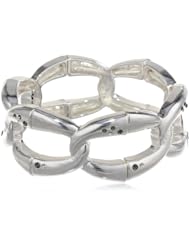 Kenneth Cole New York "Metal Boost" Silver Link Stretch Bracelet, 7.5"