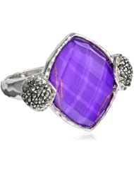 Judith Jack "Purple Moon" Stainless Steel, Purple Turquoise Ring, Size 7