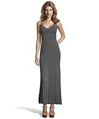 V-neck Rayon/Knit Banding Natural   Waistline Spaghetti Strap Striped Print Maxi Dress 