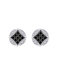 Sterling Silver, Black and White Diamond Earrings (1/3 cttw)