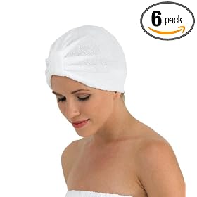 Canyon Rose Terry Spa Turban, White (Pack of 6)