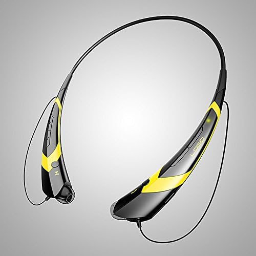 EZMAX® Bluetooth 4.0 Stereo Headset for Samsung iPhone iPad LG HTC Smartphone Tablet - Wireless Mobile Phone Headphone Sport Bluetooth Earphone + EZMAX NFC Tags Keychian (Black-Yellow)
