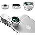 [Upgraded Version]Old Shark&reg; Clip On Fish Eye Lens+0.65X Wide Angle+10X Macro Lens 3 in 1 Camera Lens for iPhone 6 / 6 Plus, iPhone 5 5S 4 4S Samsung Blackberry Silver