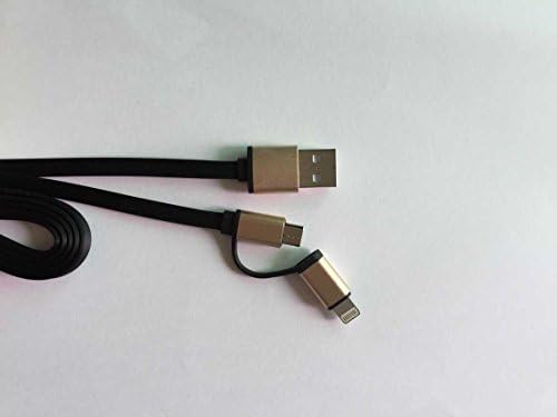 2-in-1 Sync and Charge Cable with Lightning &amp; micro USB connectors for iPhone 5c, 6, 6Plus, iPad Air, ipad mini, Samsung Galaxy S3 S4 S5 S6, HTC, Sony and more (Black)