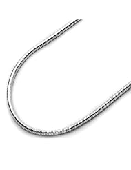 1.9mm Nickel Free Italian Sterling Silver Chain Necklaces Round Snake 050 Gauge Chain ( Available Length 16"~30")