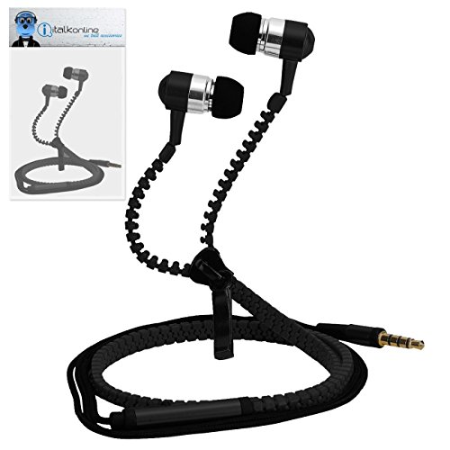 iTALKonline Nokia X2-01 Black Premium 3.5mm ZIP Aluminium High Quality In Ear Stereo Wired Headset Hands Free Headphones with Built in Mic Microphone and On Off Button