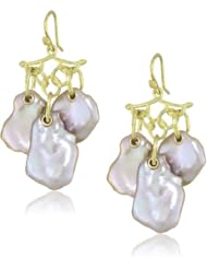 Gabrielle Sanchez Keshi Pearl Chandelier Foliage Hoop Earrings