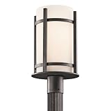 41vKwwt8gTL. SL160  Kichler Lighting 49123AVI Camden Light Outdoor Post Lantern, Anvil Iron with Opal Etched Glass
