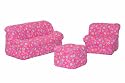 Children's 3Piece Sofa Set (Mini Mushroom), Pink Flower