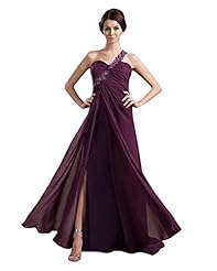 A-line Floor Length Chiffon Slit Pleated One Shoulder Sweetheart Evening Dress/Bridesmaid Dress/Prom Dress 