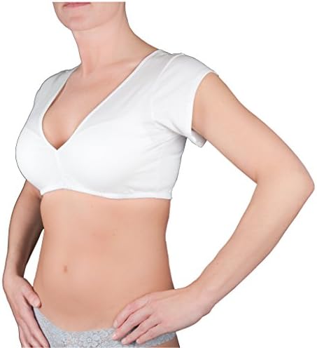 CAV-0: Women's V-Neck Crop Top Camisole/Undershirt without Pads (Large, White)